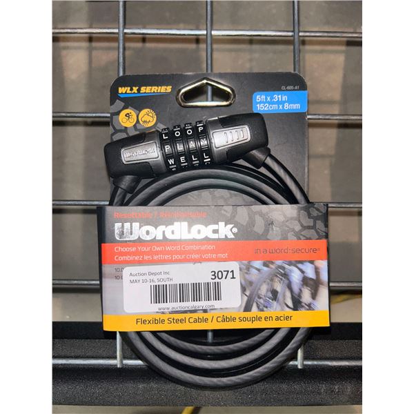 Wordlock resettable combination cable lock