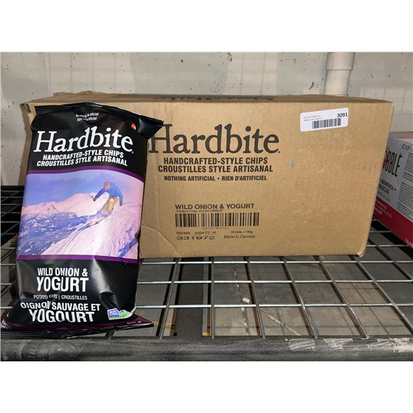 Hardbite hand crafted style potato chips, wild onion and yogurt flavor. 15x150g