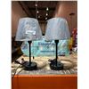 Image 1 : Lot of 2 table top lamps with gray lampshades and USB ports