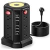 Image 1 : PASSUS  Tower Power Bar Surge Protector 10FT Long Extension Cord Indoor,Power Strip with 5 USB Ports
