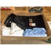 Image 1 : Box of assorted mens and womens clothing, pants and shirts