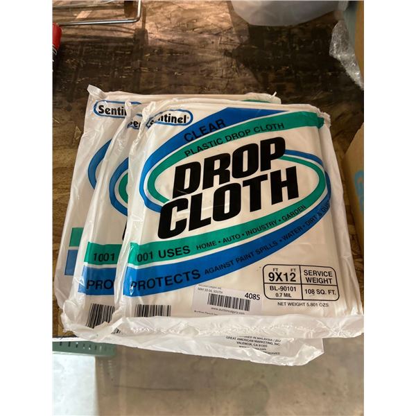 Sentinel multi purpose drop cloth, lot of 3. 9ft x 12ft