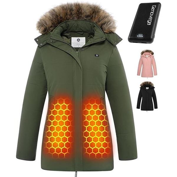 Genovega Graphene Heated Jacket for Women, Lightweight with Battery Pack for Outdoor，Detac