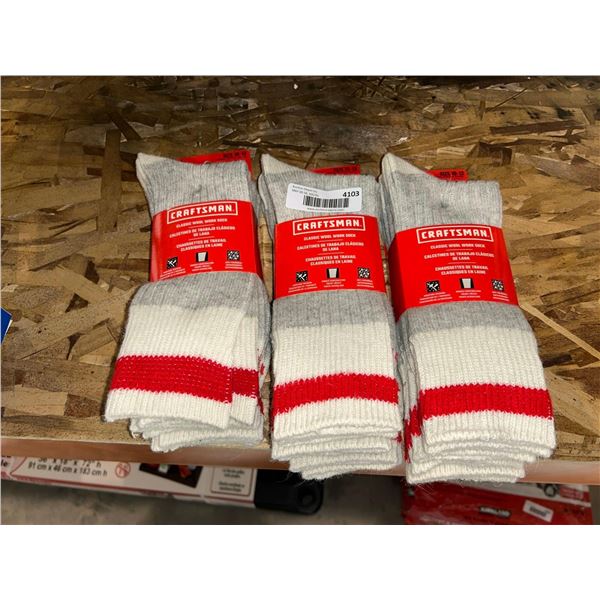Lot of 3 packs of Craftsman classic wool socks. Mens size 10-13
