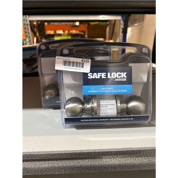 Safe Lock by Weiser bedroom 7 bathroom stainless steel door knobs. Lot of 2