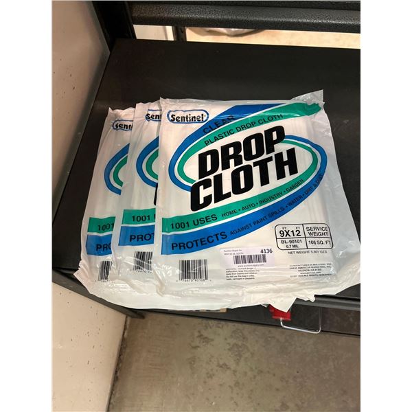 Lot of 3 Sentinel multi purpose drop cloths 9ft x 12ft