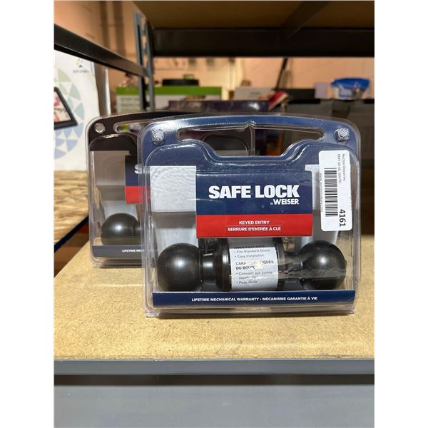 Safe Lock by Weiser brushed nickel key entry door knob. Lot of 2