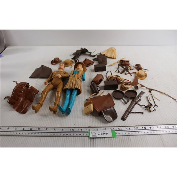 Johnny and Jane West and Assorted Dolls and Accessories - Jane is Missing an Arm