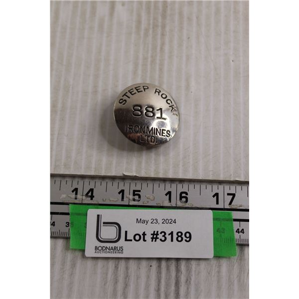 #881 Steep Rock Worker Pin Ontario Button