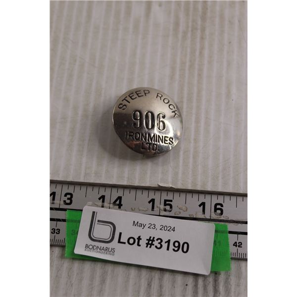 #906 Steep Rock Worker Pin Ontario Button