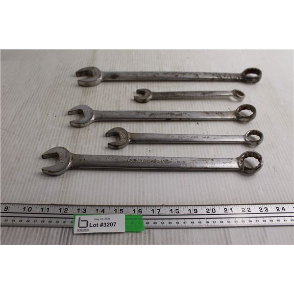(5) Gray Open Box End Wrenches