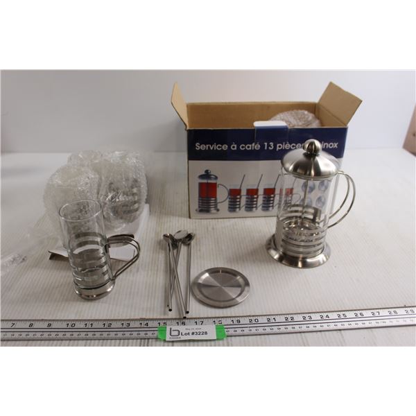 Stainless Steel French Press Coffee Set - Seemingly NIB