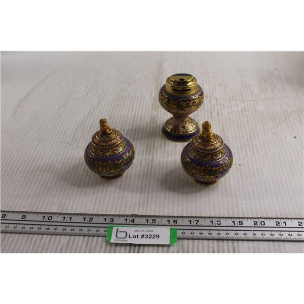 Cloisonne Lighter - As Is, (2) Match/Cigarette Holders