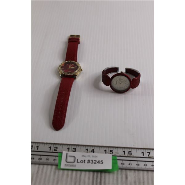 (2) Red Ladies Watches - Works