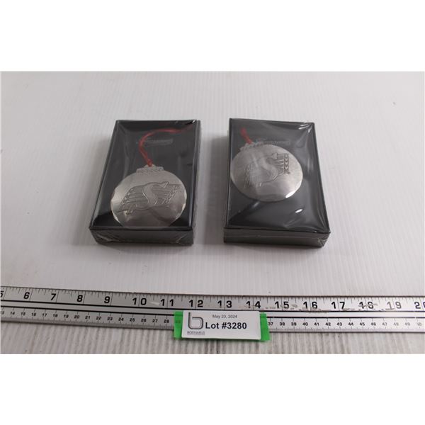 (2) Saskatchewan Roughriders Ornaments - Sealed