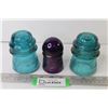 Image 1 : (2) Blue Hemingway Glass Insulators - Unnamed Purple Insulator (all have very small chips)