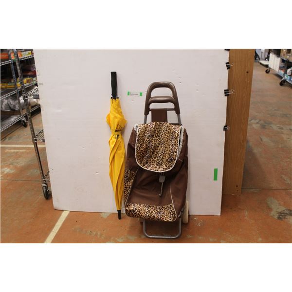 *Wheeled Bag Cart w/Handle - Wolf Blass Umbrella