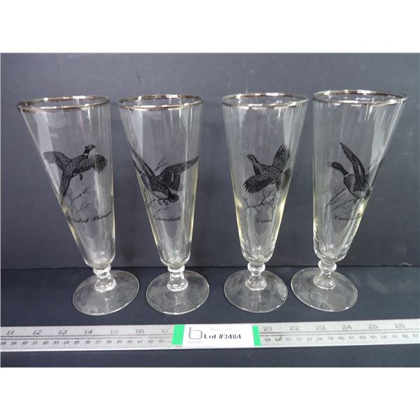 (4) Federal Glass Sportsman Beer Glass with Platinum Trim