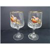 Image 4 : (2) Double Old Fashioned Sportsman Glasses with Platinum Trim and (2) Vintage Gold Rimmed Pheasant P