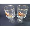 Image 5 : (2) Double Old Fashioned Sportsman Glasses with Platinum Trim and (2) Vintage Gold Rimmed Pheasant P