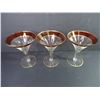 Image 5 : Indiana Glass Footed Fruit Bowl,(3) Cranberry Gold Trim Fluted Goblets and (1) Vintage Red Rim Pedes