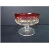 Image 6 : Indiana Glass Footed Fruit Bowl,(3) Cranberry Gold Trim Fluted Goblets and (1) Vintage Red Rim Pedes