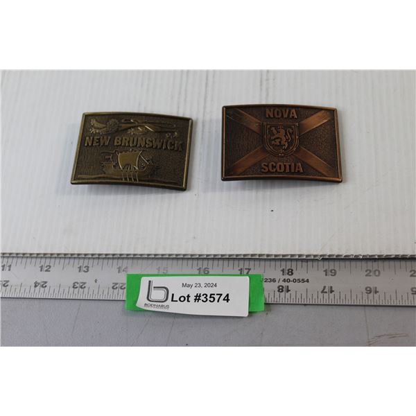 (2) New Brunswick, Nova Scotia Belt Buckles