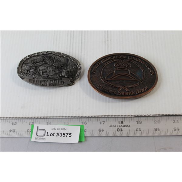 (2) Black Gold, Royal Canadian Legion Belt Buckles