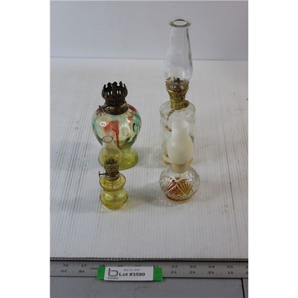 (4) Miniature Avon Kerosene Lamps