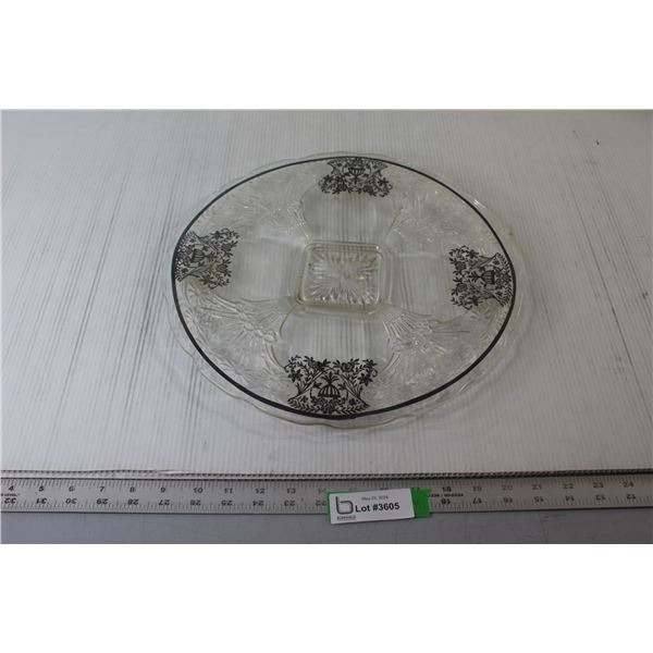 Silver Overlay Serving tray - 14 " Diameter