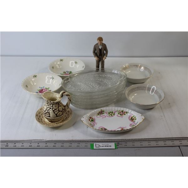 Assorted Dishes, Miniature Jug with Plate Ceramic Treasured Memories Doll