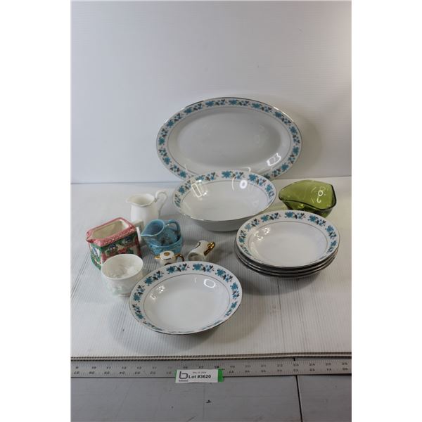 Assorted Dishes, Salt & Pepper Shakers, Miniature Cream Jug
