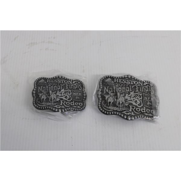 (2) 2007 Hesston National Finals Rodeo Belt Buckles - Sealed