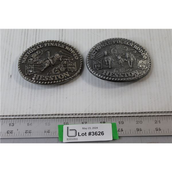 (2) 1988, 1989 National Finals Rodeo Belt Buckles - Sealed