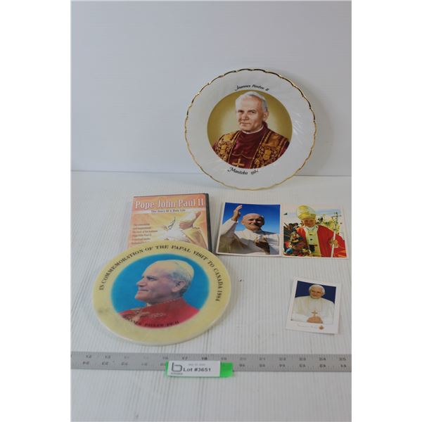 Pope John Paul II Items, Plate, DVD, Misc.