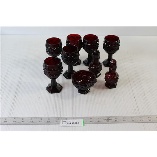 (7) Avon Cape Cod Goblets, Cape Cod Salt & Pepper Shakers, Bowl