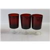 Image 4 : (3) Ruby Red wineGlasses, (6) Ruby Red Shot Glasses