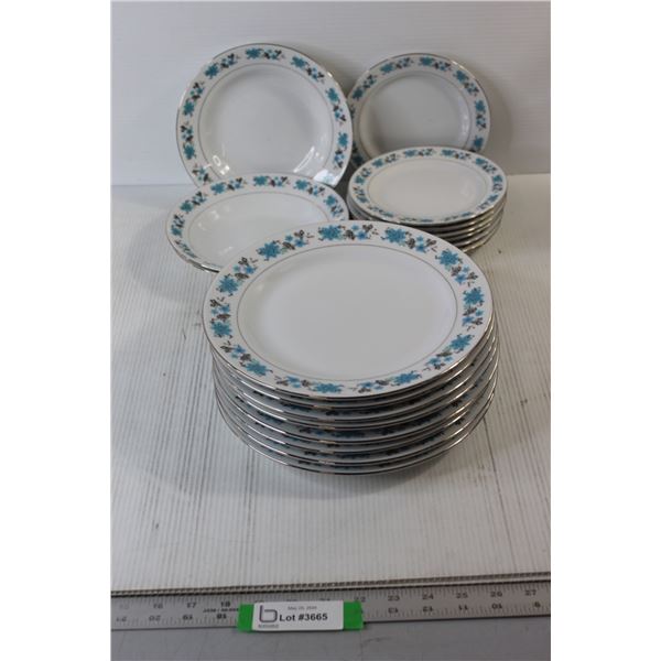 (8) Plates, (8) Saucers, (3) Bowls