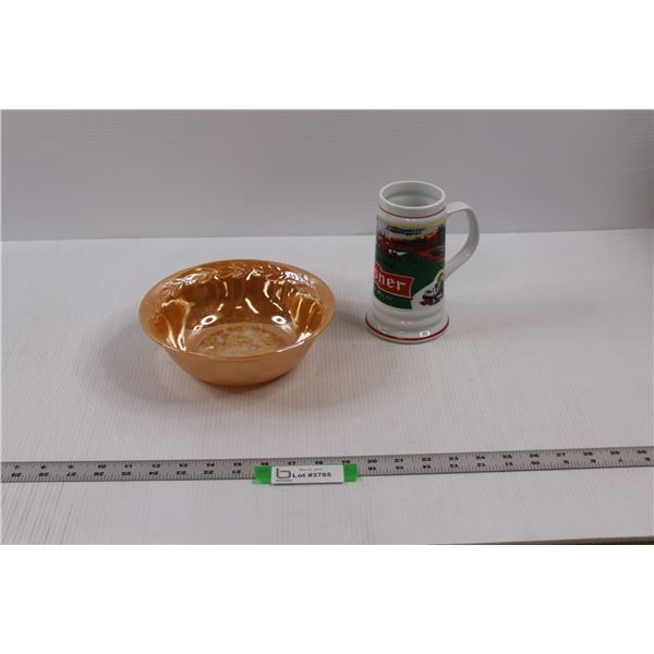 Fire-King Lusterware Bowl & Pilsner Beer Stein