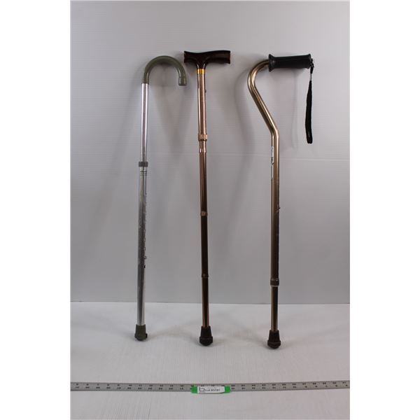 (3) Adjustable Walking Canes