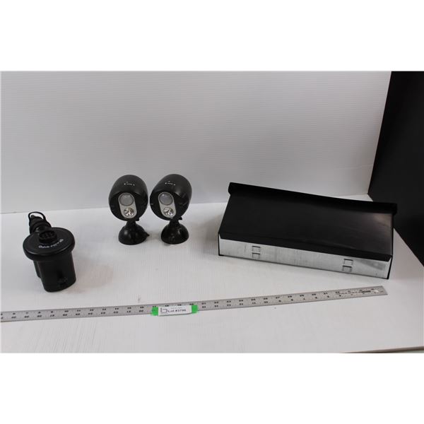 Intex Quick Fill Battery Operated Air Pump (Corroded Terminal, Untested), (2) Netbright MR. Beams Ba