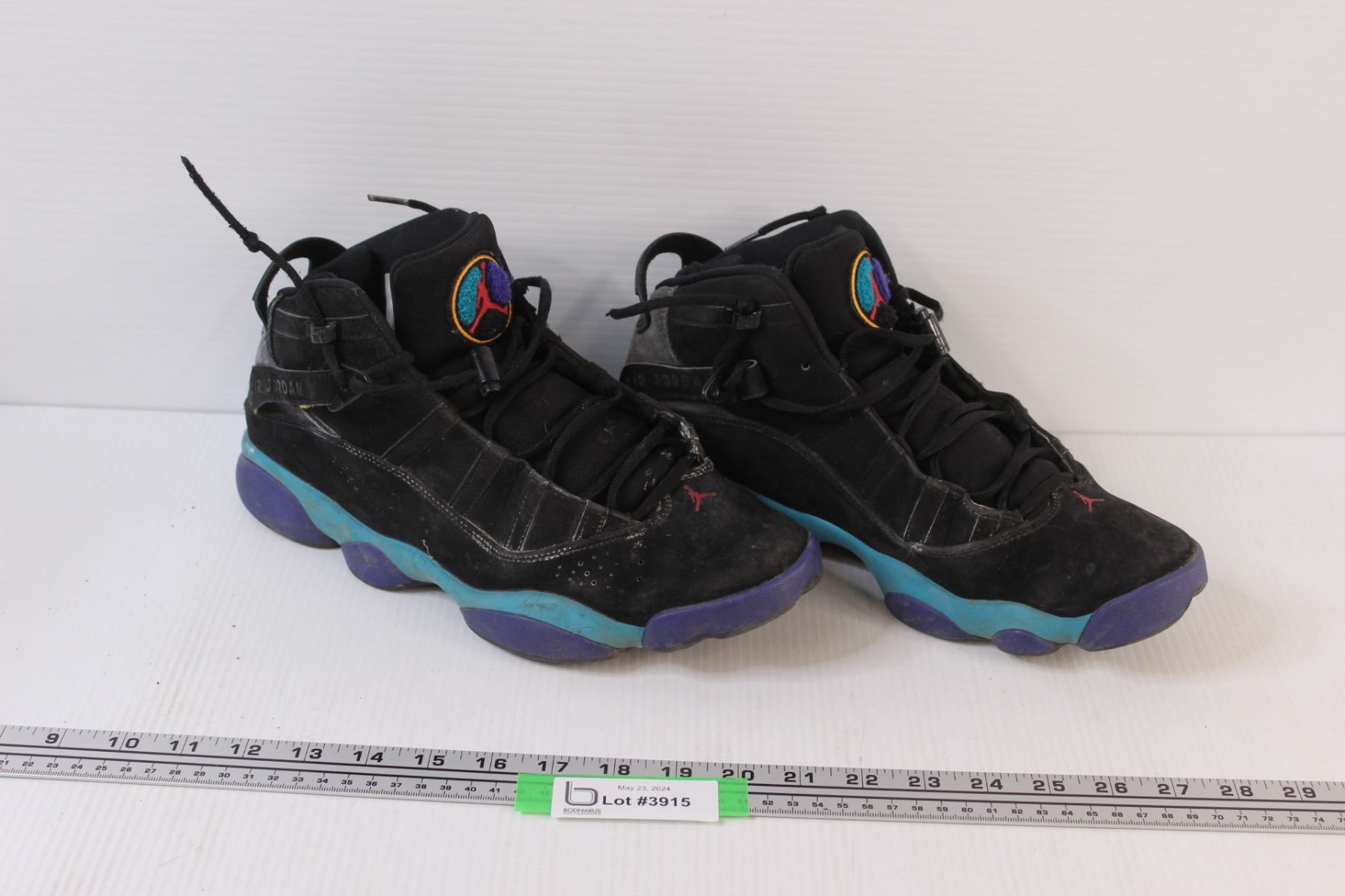 NIKE Air Jordan Black with Blue Trim: Size 11 Model 96' 97' 98' - Bodnarus Auctioneering