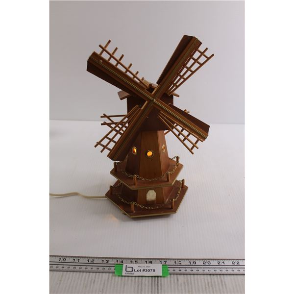 Wooden Windmill Decoration - Lights Up