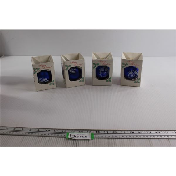 (4) NHL Christmas Ornaments - Edmonton Oilers, Vancouver Canucks