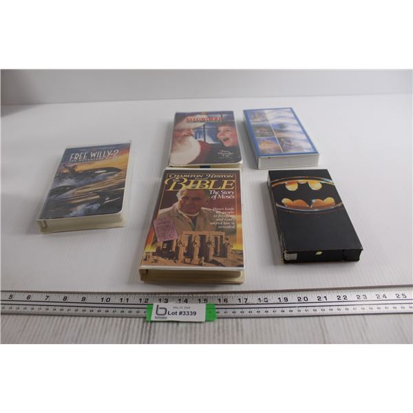 (5) VHS Tapes - Batman, Miracle on 34th Street