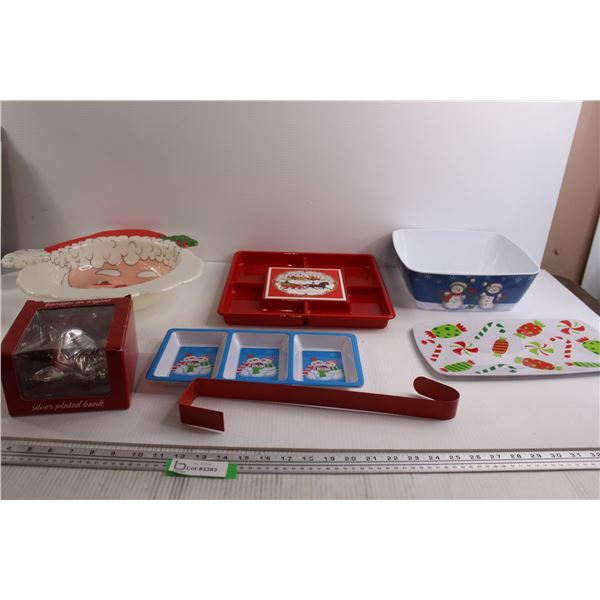 Assorted Christmas Plastic Dishes and Such