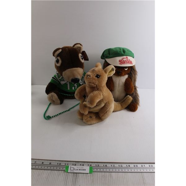 (3) Stuffed Animals - Saskatchewan Roughriders Gainer the Gopher