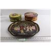 Image 1 : (2) Collector Tins, Asian-Inspired Tray