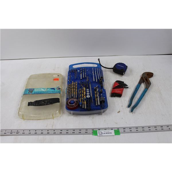 (75 pc) Maxtech Drill Accessory Set, Hew Key Set, Tongue and Grove Pliers & Tape Measure