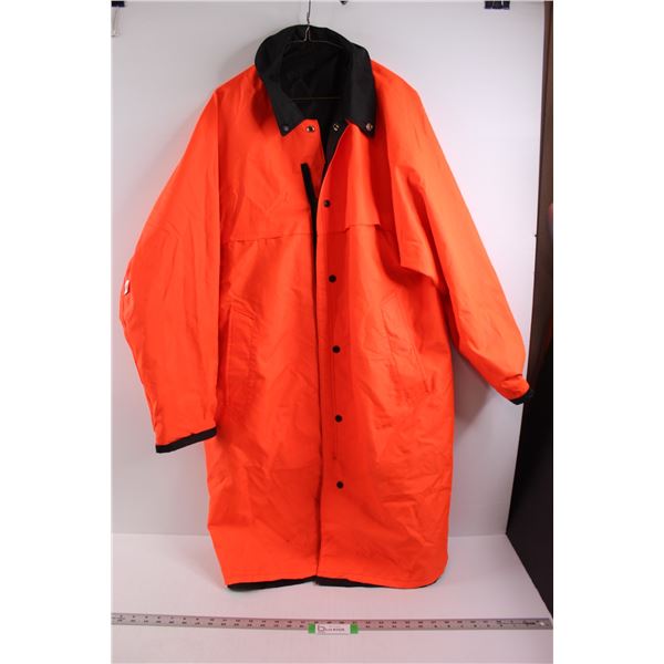 *Reversable Nylon Rain Slicker/Work Jacket - Blaze Orange/Black (Size Large/Reg, 42-44R)